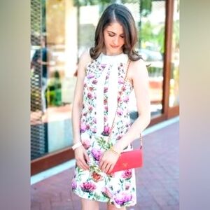 Ted Baker LUCILEE Bow Tie Neck Floral Thistle Dress (Ted Sz 4 /US 10-12)